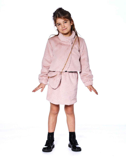 Fake Fur Short Jacket Pink