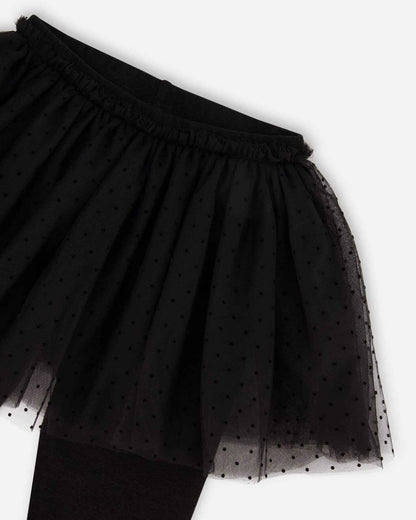 Leggings With Tulle Skirt Black