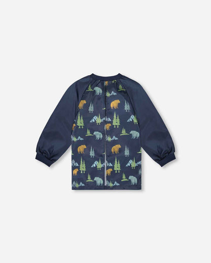School Apron Navy Animal Print