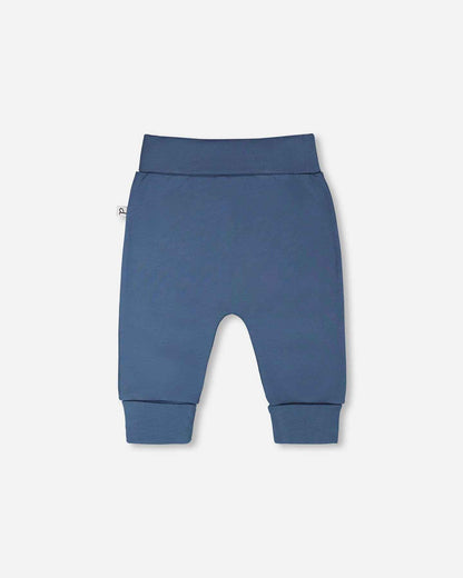 Organic Cotton Jersey Evolutive Pants Medium Blue