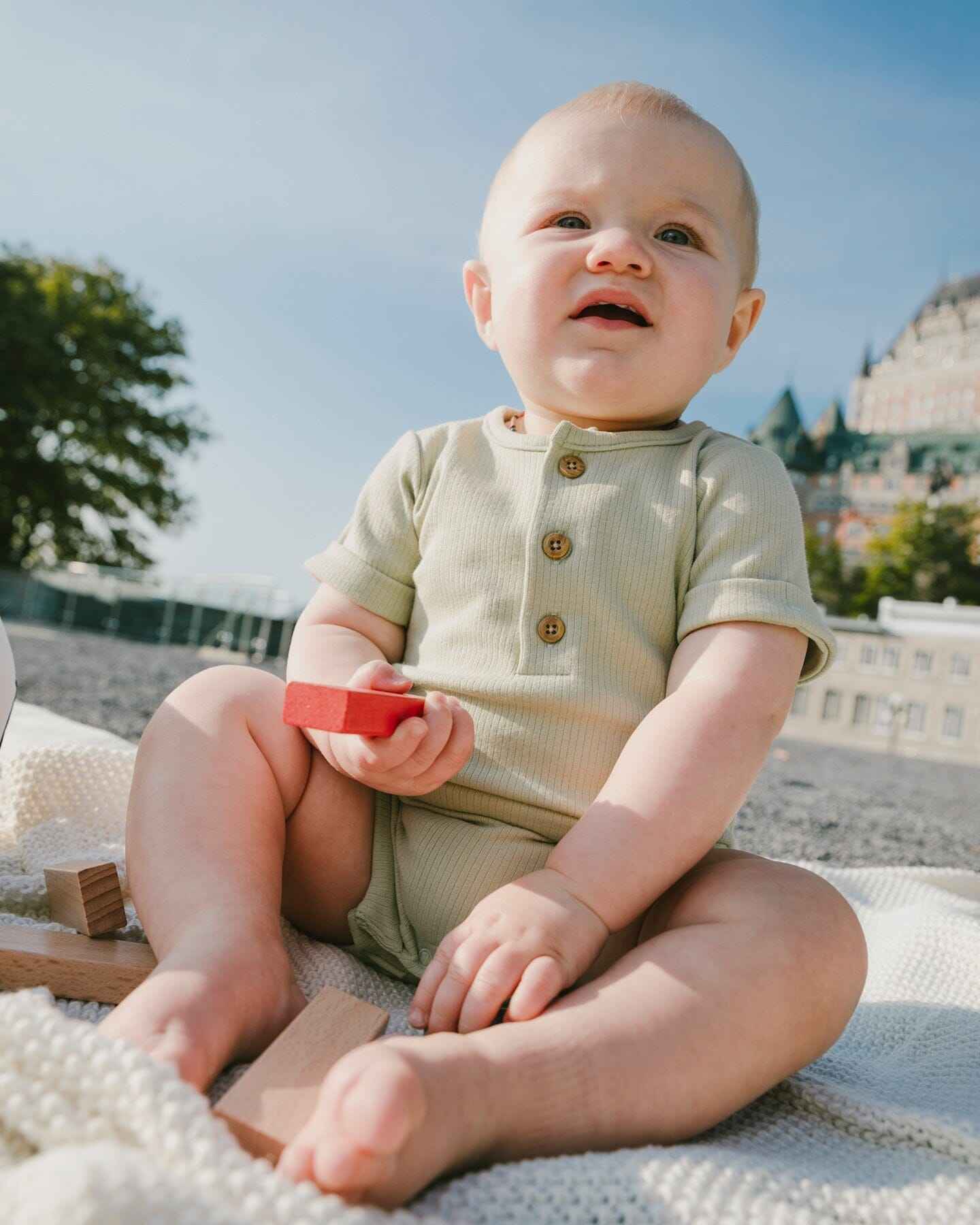 Cotton Rib Romper Sage Green