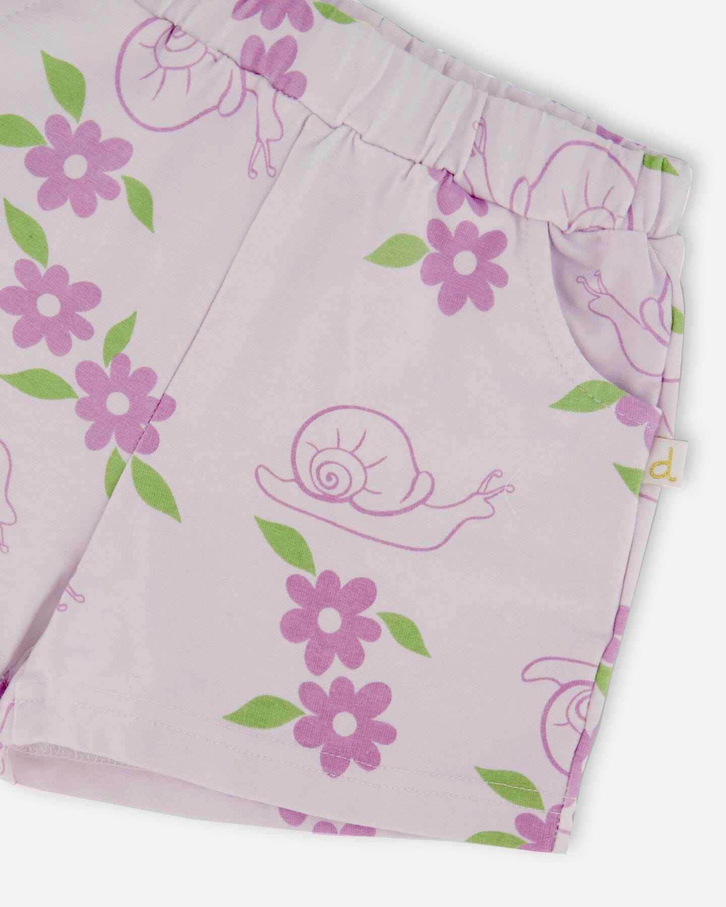 French Terry Shorts Lilac Snails Print