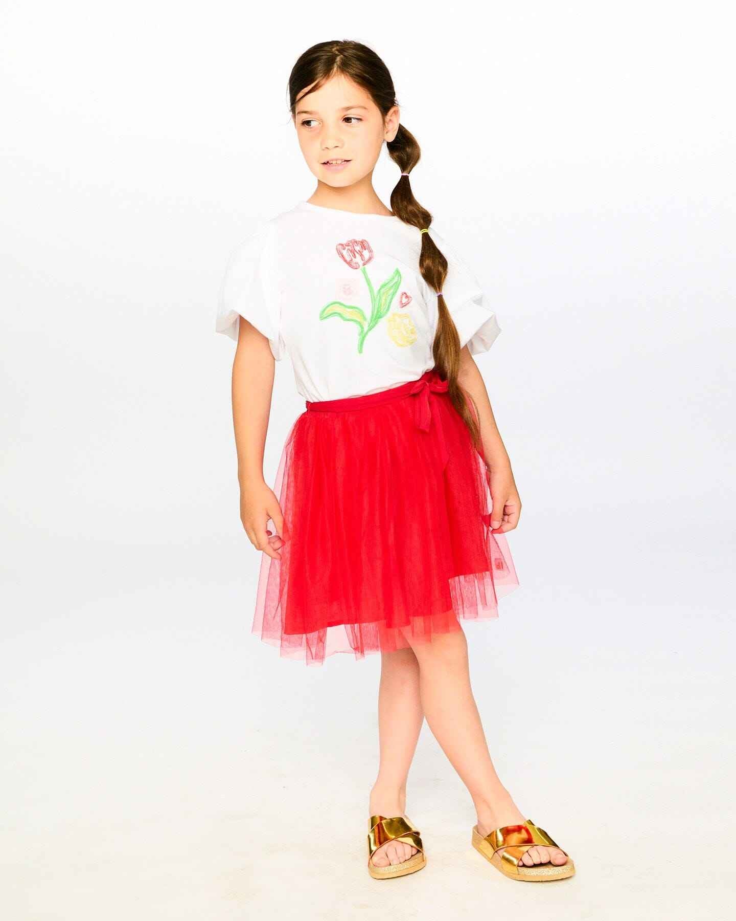 Organic Cotton Jersey Top White With Embroidery