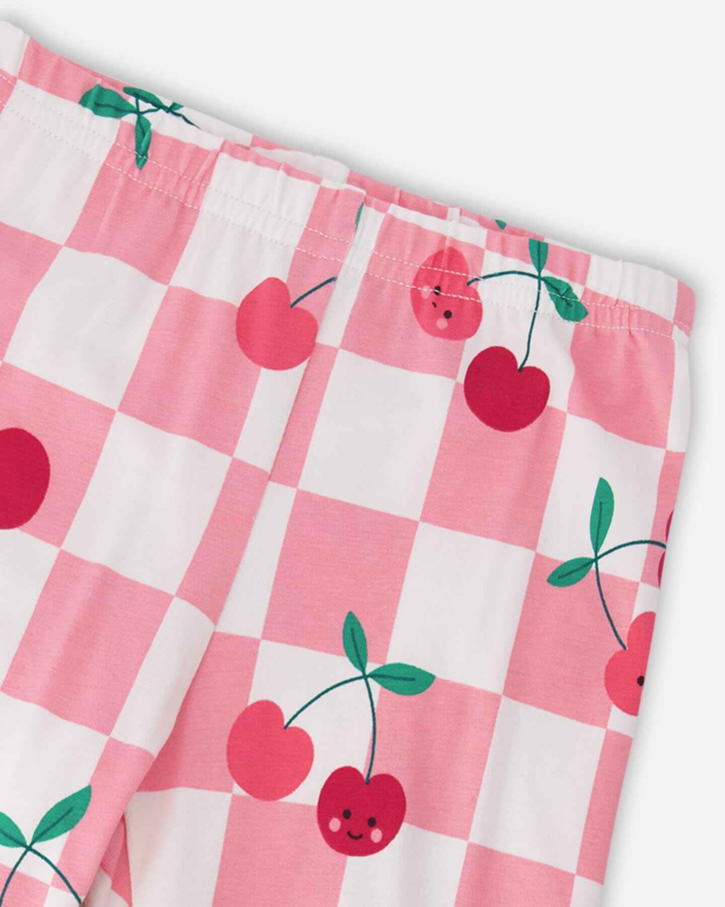 Organic Cotton Jersey Capri Pink Printed Cherries