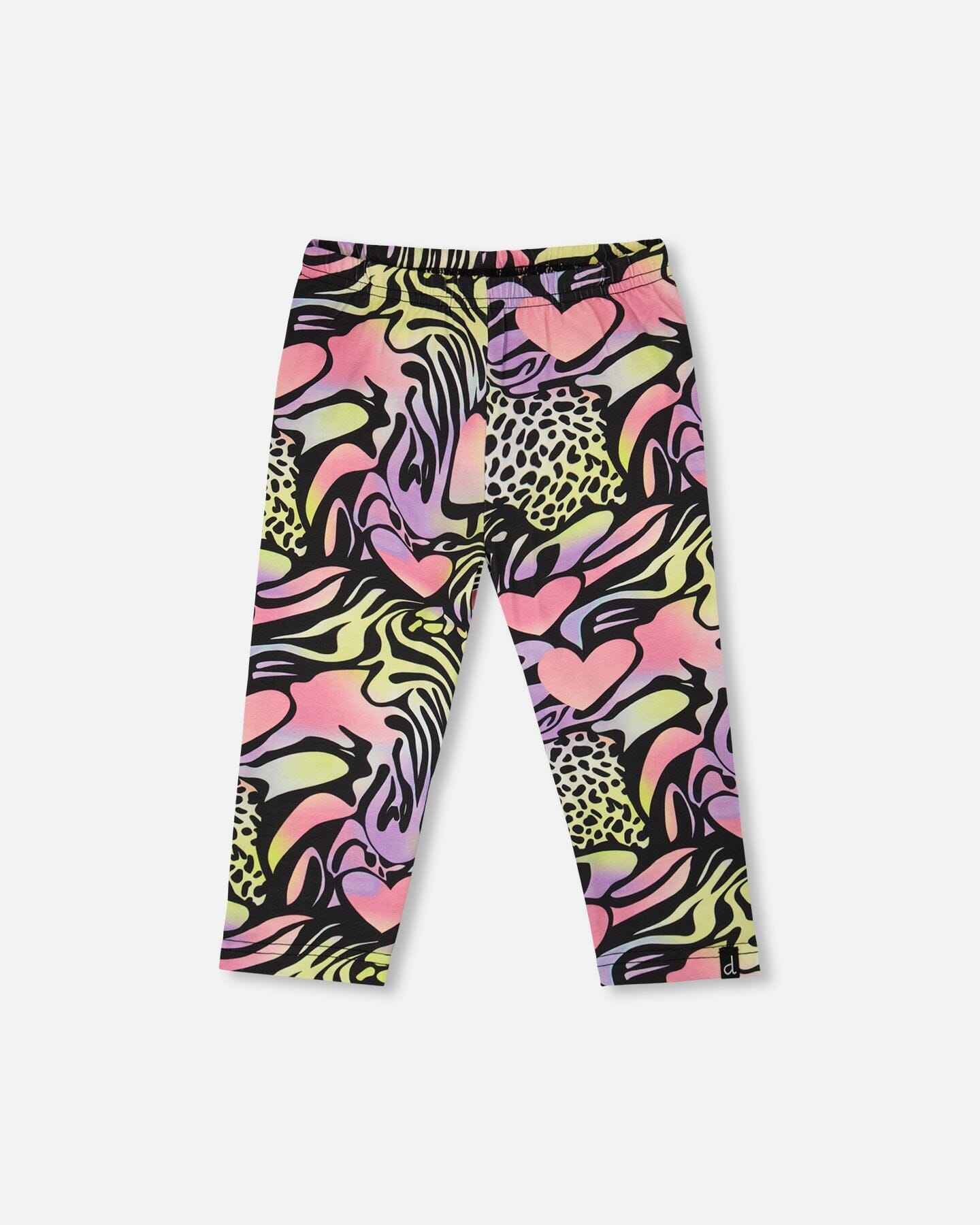 Organic Cotton Jersey Capri Black Printed Multicolor