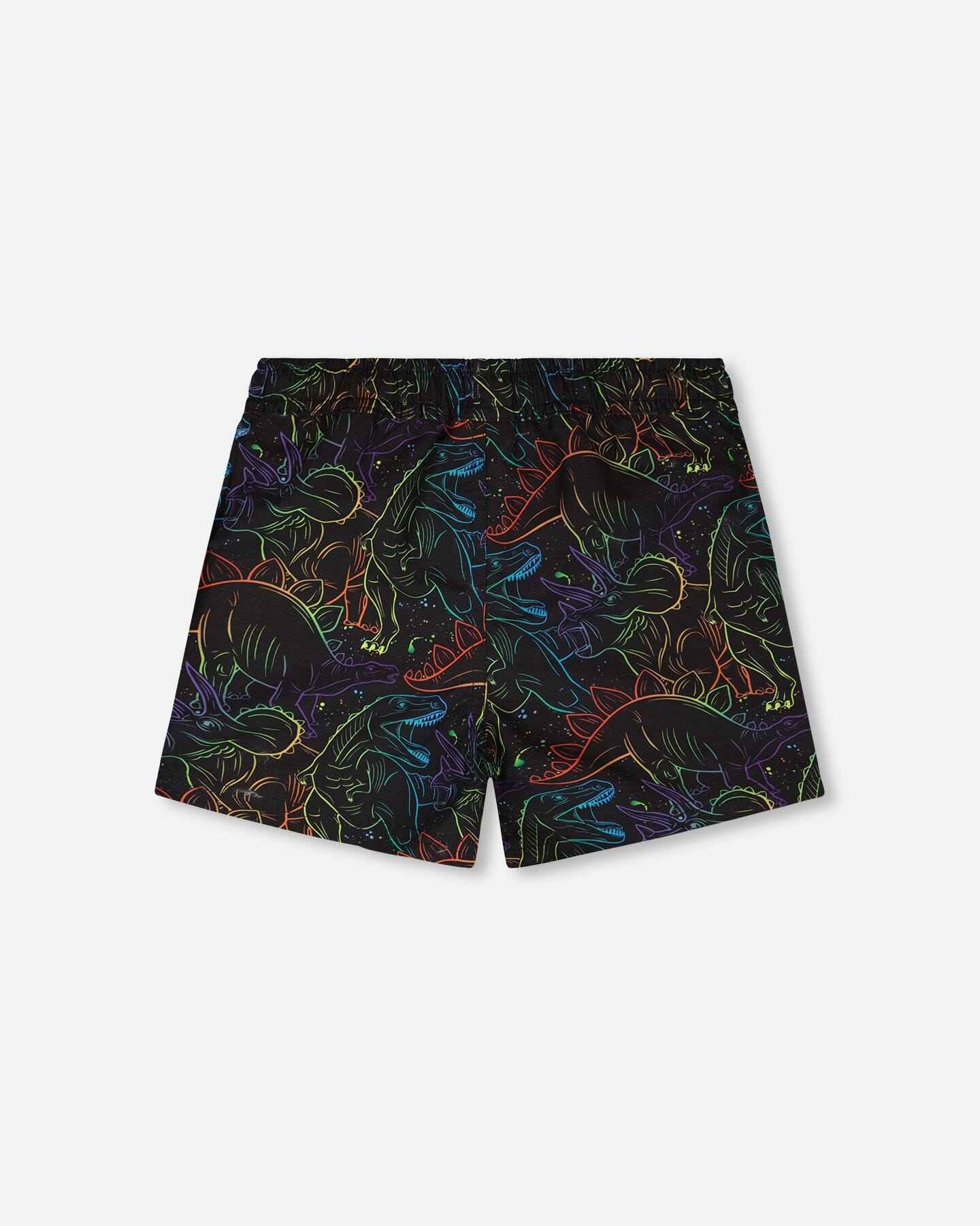 Swim Trunks Black Dinosaur Print
