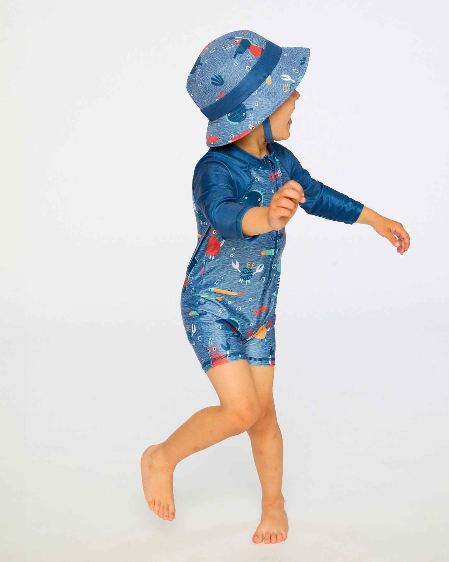 Recycled Polyester Beach Hat Blue Marine Animal Print