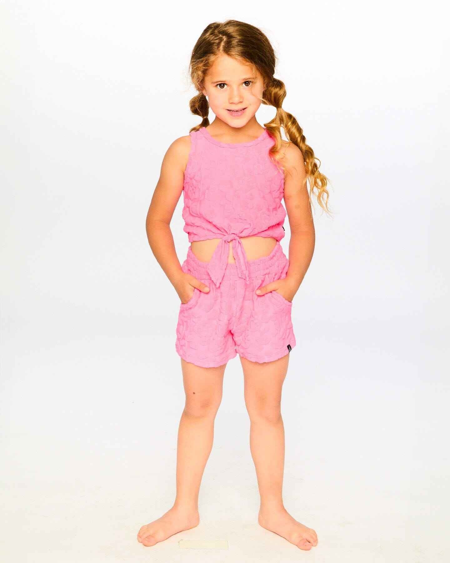 Terry Tank Top With Shorts Set Pink