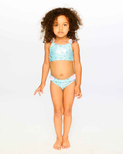 Two-Piece Swimsuit Blue Seahorse Print