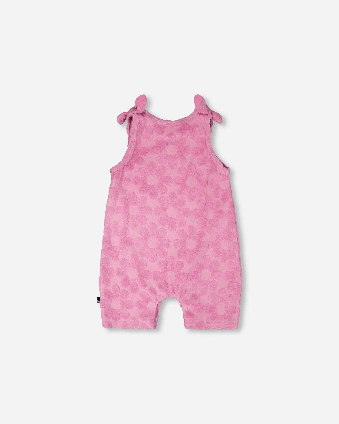 Terry Cloth Romper With Bows Pink