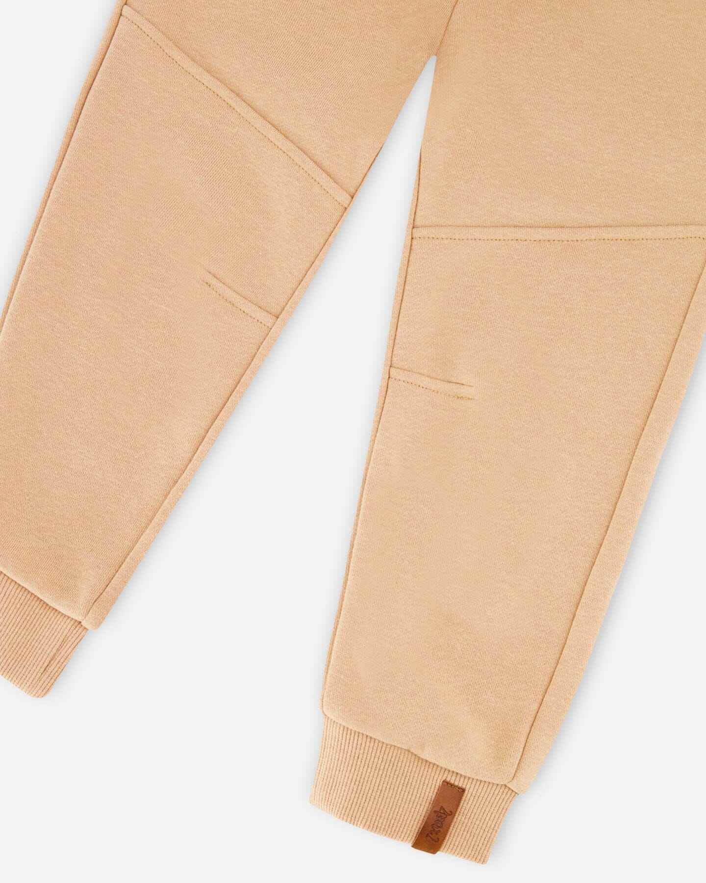 French Terry Sweatpants With Cross Seams Beige