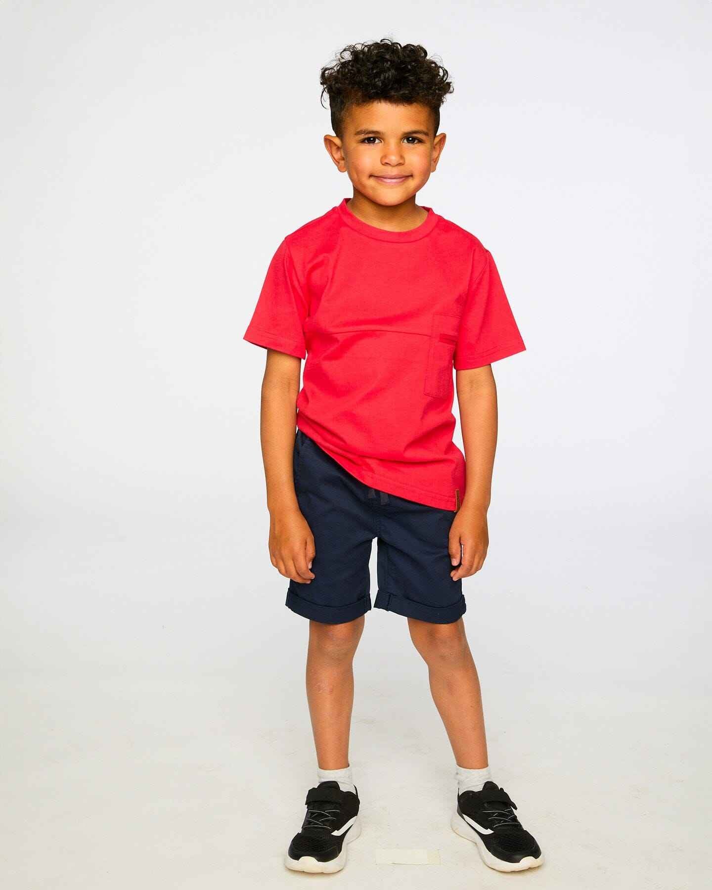 Organic Cotton Colorblock Jersey T-Shirt With Chest Pocket Rouge