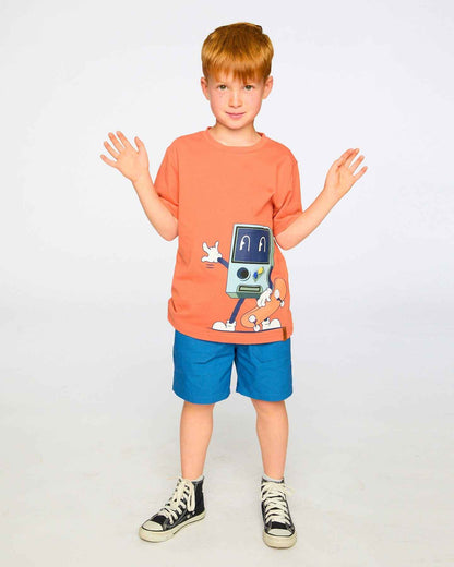 Organic Cotton Jersey T-Shirt With Print Orange