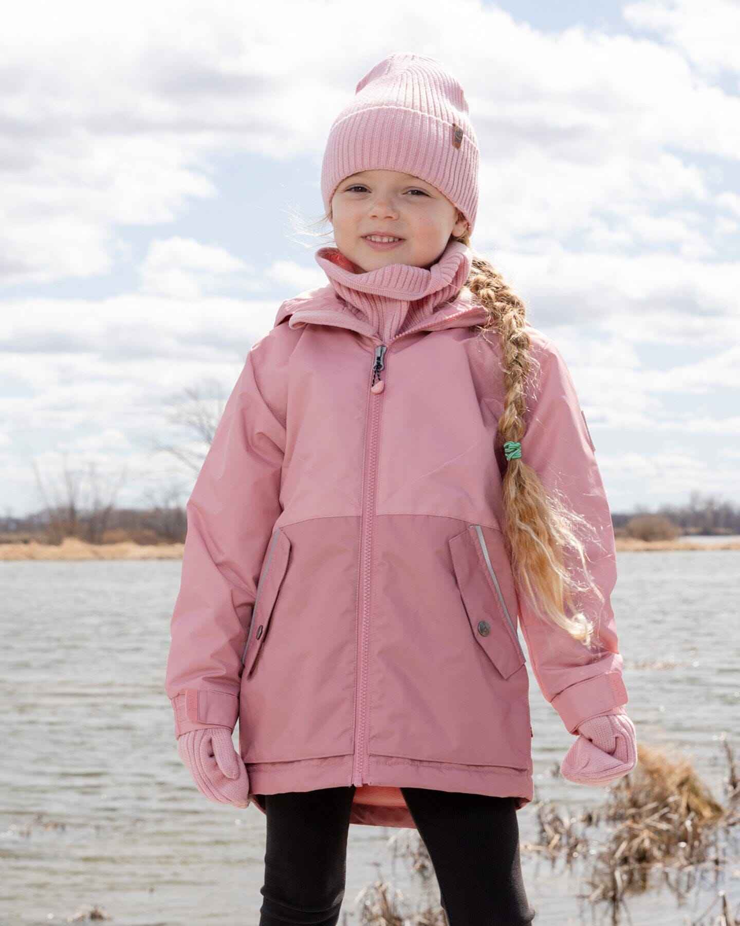 Ribbed Knit Mittens Pale Pink