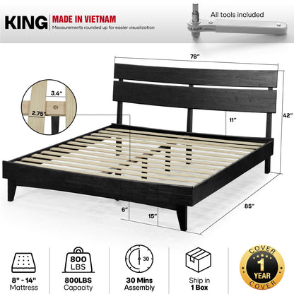 Aurora Solid Wood Bed Frame