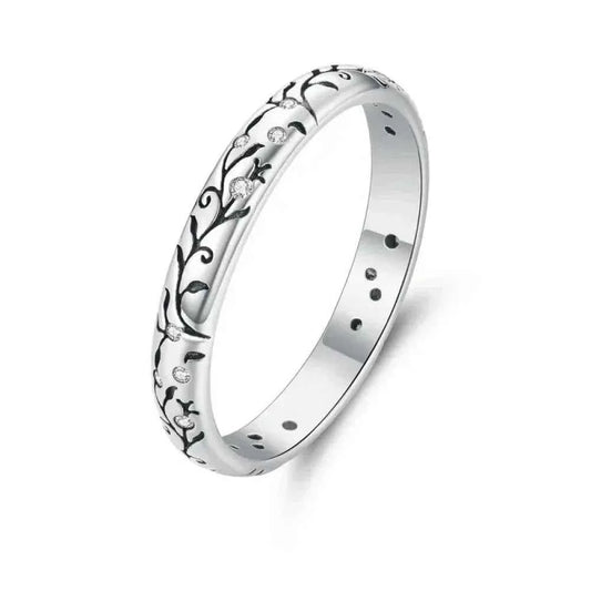 925 Sterling Silver Vintage Embossed Floral Ring