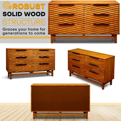 Elara Solid Wood Dresser with 6 Drawers