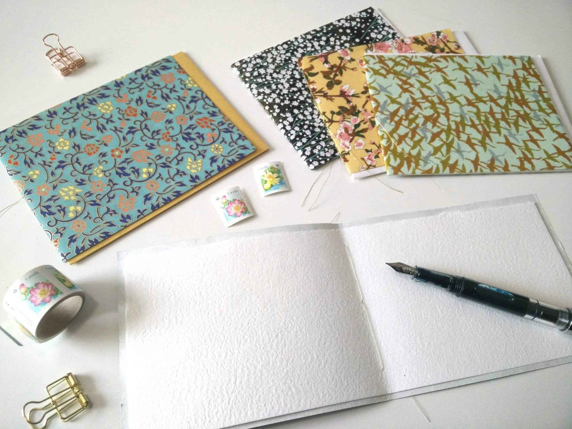 Handsewn Chiyogami Cotton Rag Blank Card | Boxed sets
