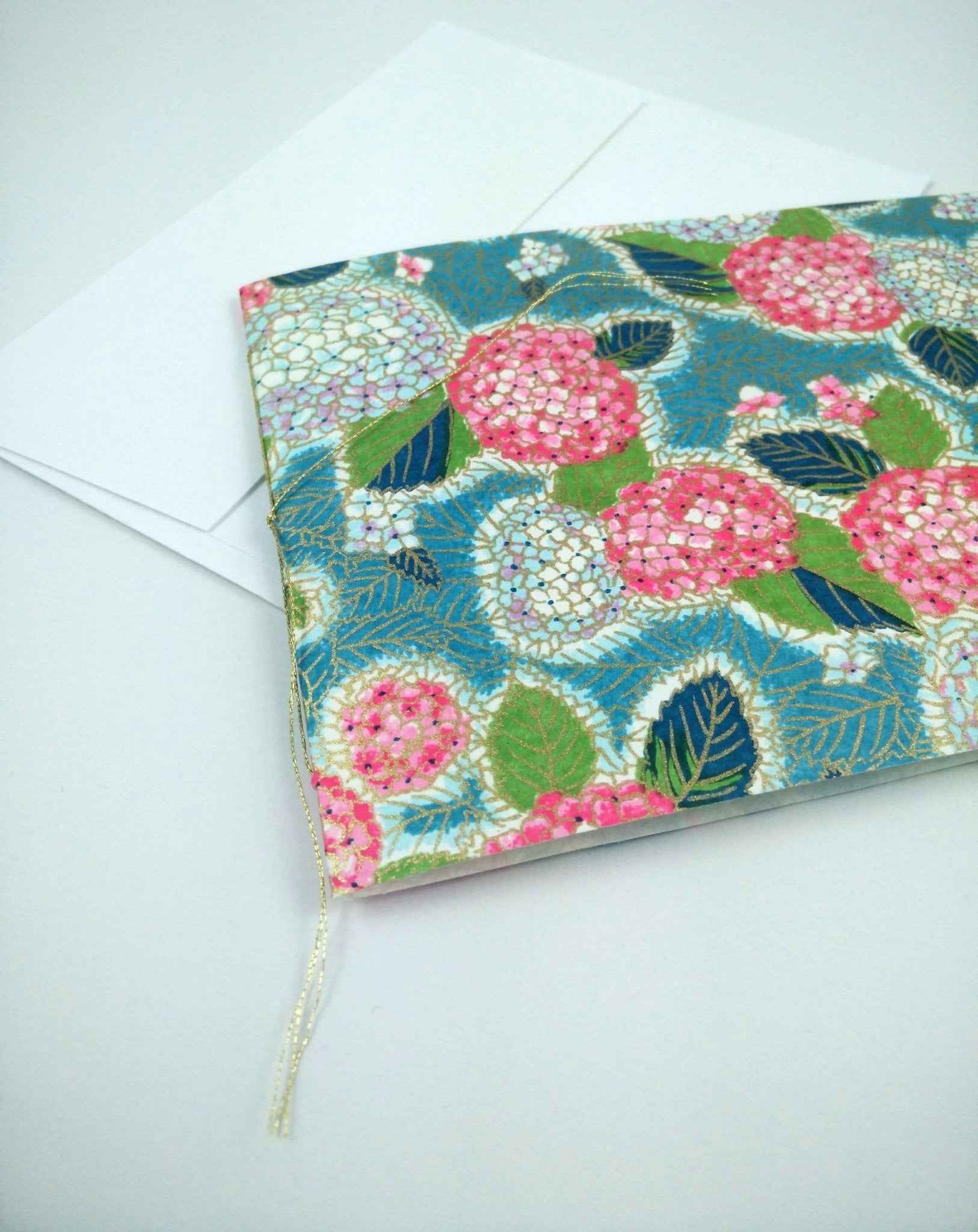 Handsewn Chiyogami Cotton Rag Blank Card | Spring Blossoms
