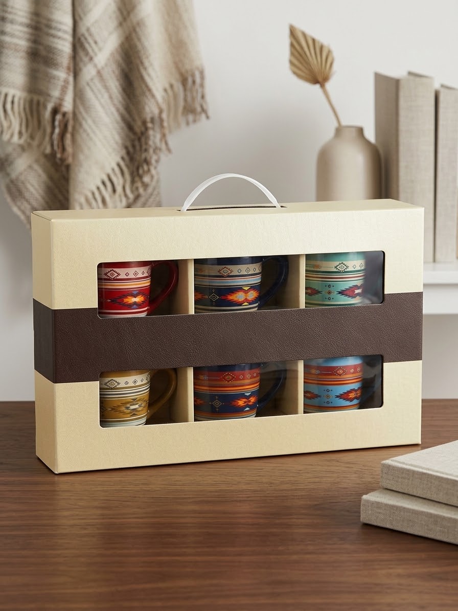 Southwestern-style ceramic 6 coffee mug set