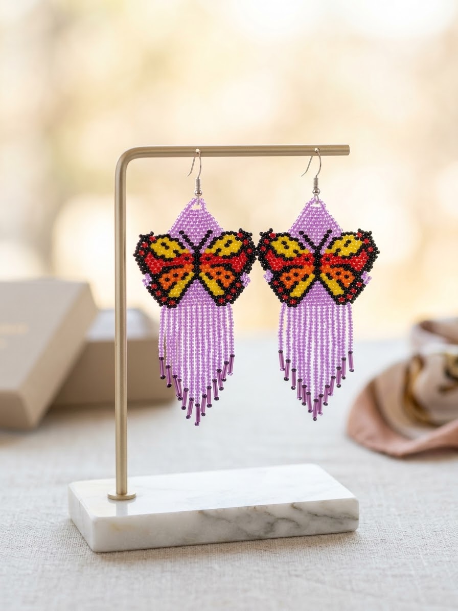 Light purple Beaded Dancing Wing Earrings