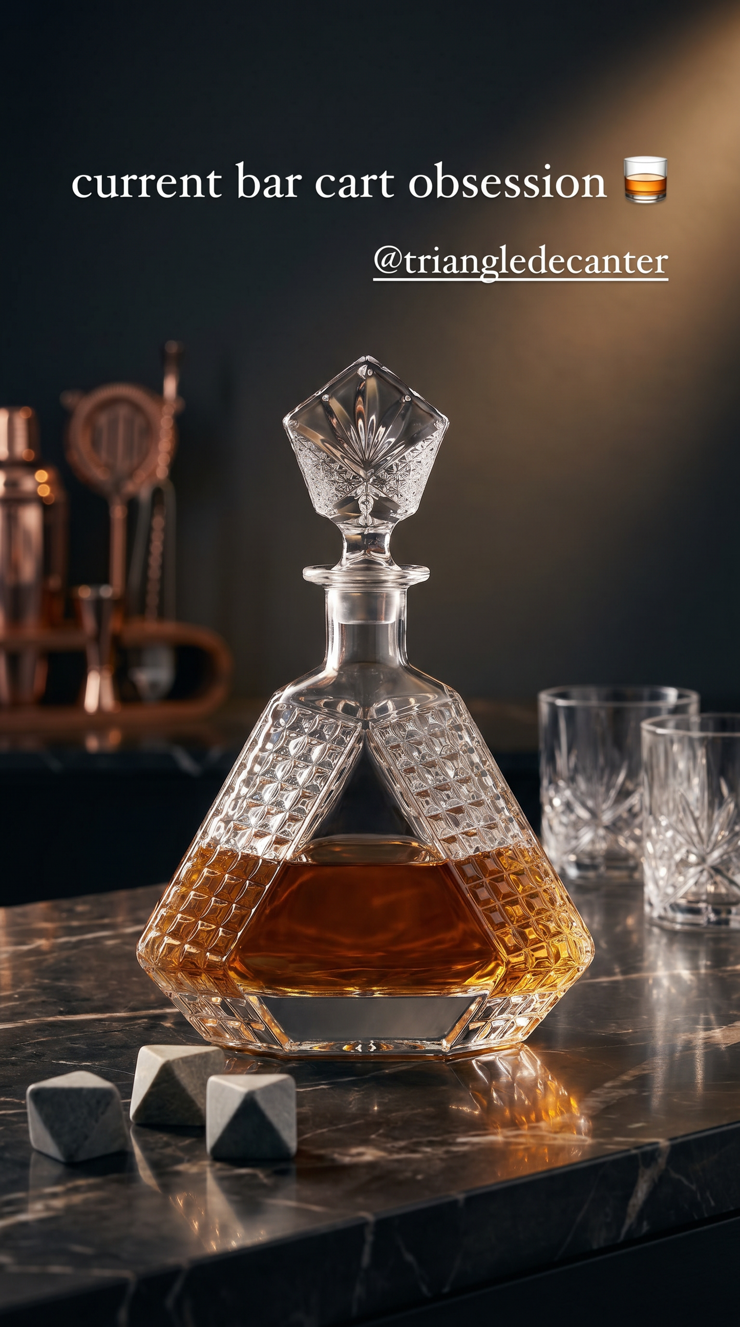 Triangle Whiskey Decanter – Handcrafted Glass Gift Set
