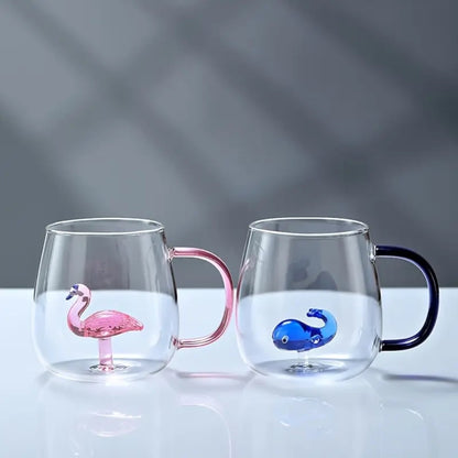 Flamingo Borosilicate Glass Mug 13.5 oz - 1Piece