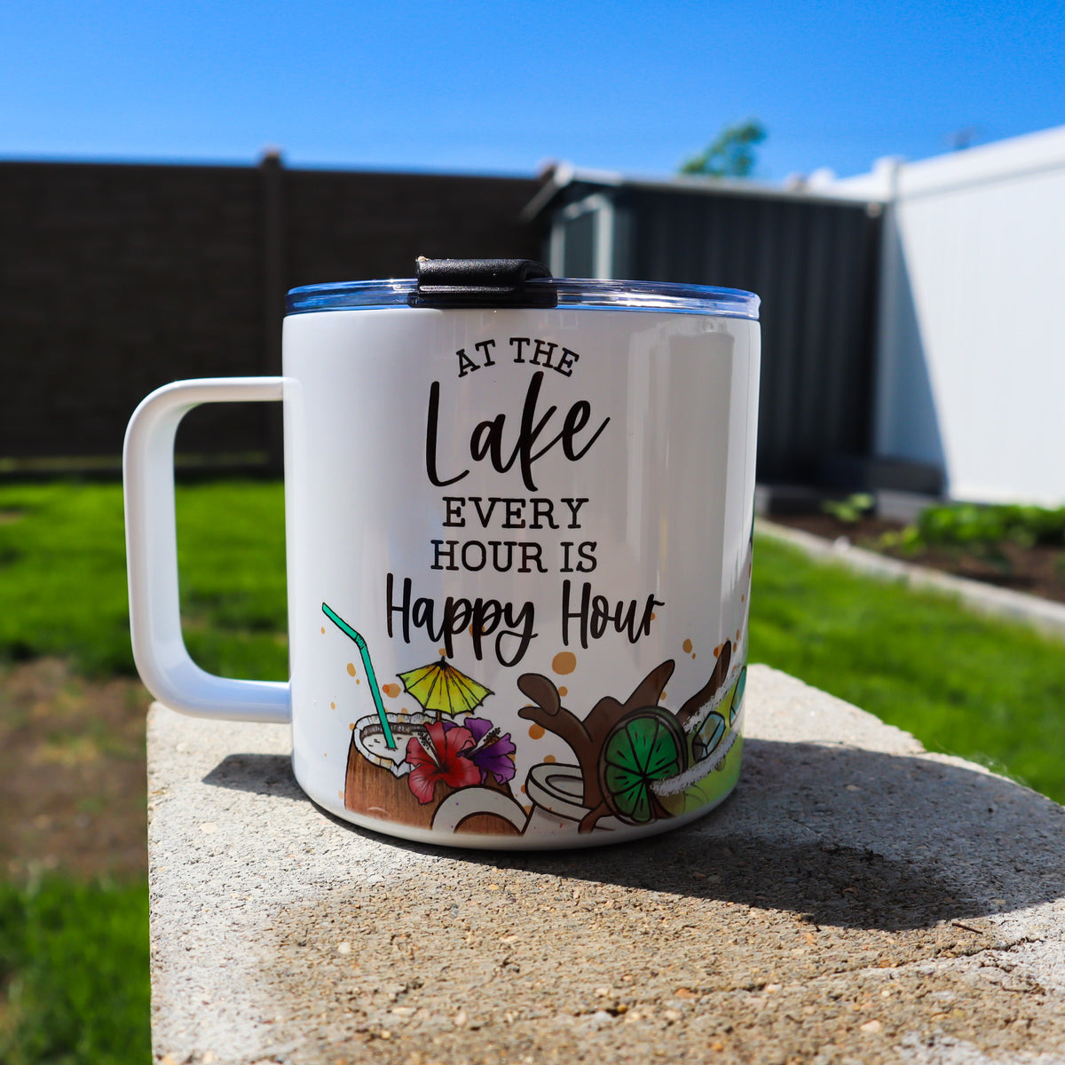 Happy Hour Stainless Steel 17oz Coffee Mug | Summer Mug