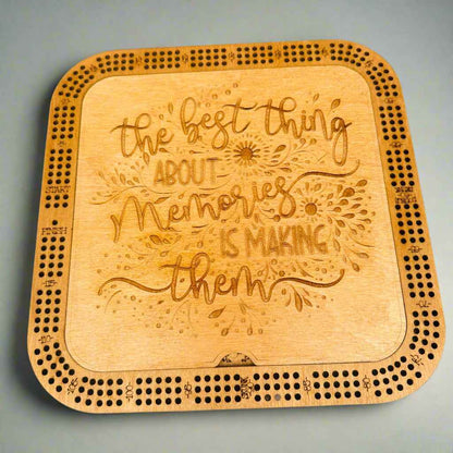 10" Square Wooden Cribbage Board with Storage – Engraved Keepsake Game Set