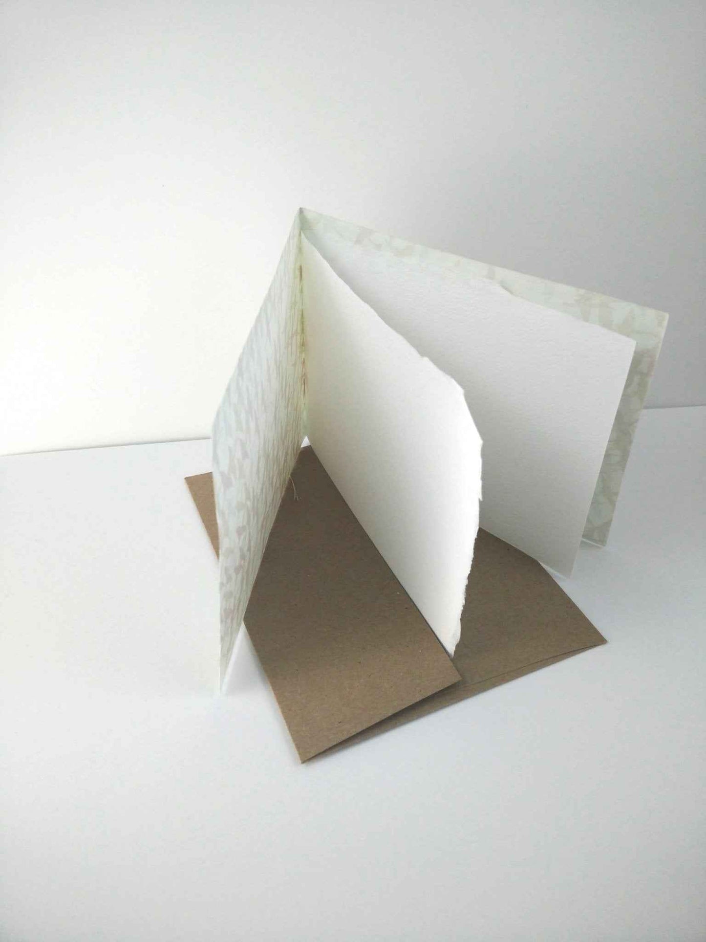 Handsewn Chiyogami Cotton Rag Blank Card | Black daisies