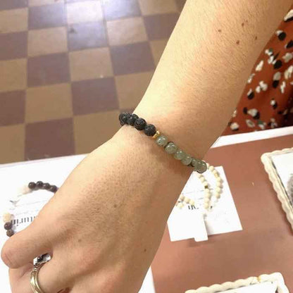 SILLANS | Bracelet en labradorite, lave et acier inoxydable