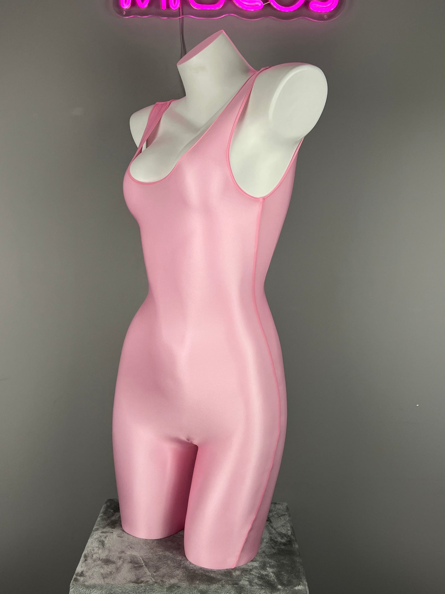 Sleeveless Sheer Spandex Bodysuit Glossy Silky Spandex Yoga Suit Lingerie
