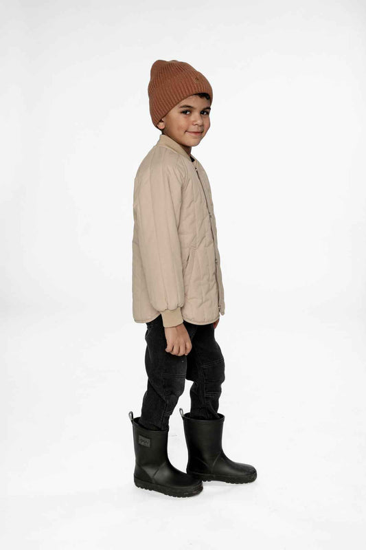 Quilted Raglan Sleeve Jacket Beige