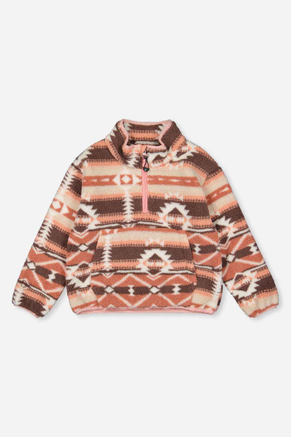 Mid-Season Plush Pullover Jacket Aztec Pink