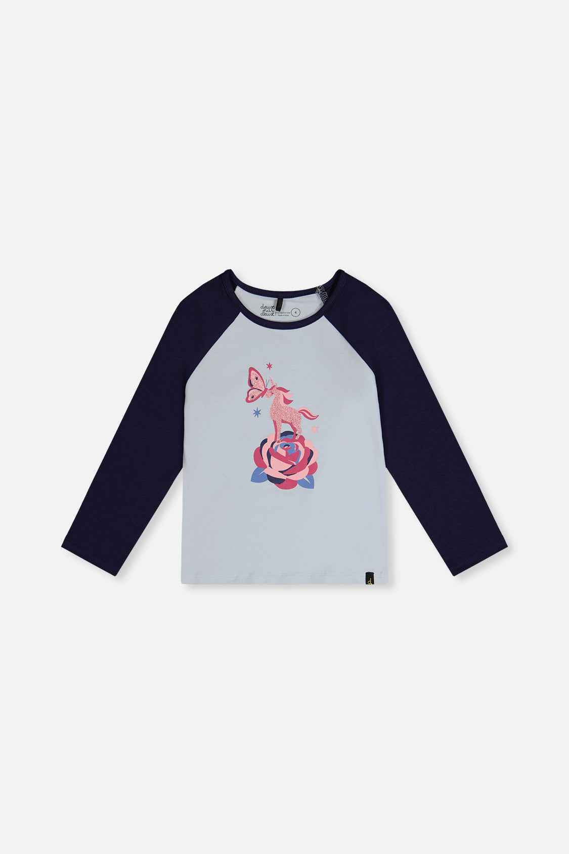 Raglan Organic Cotton T-Shirt Dark And Pale Blue