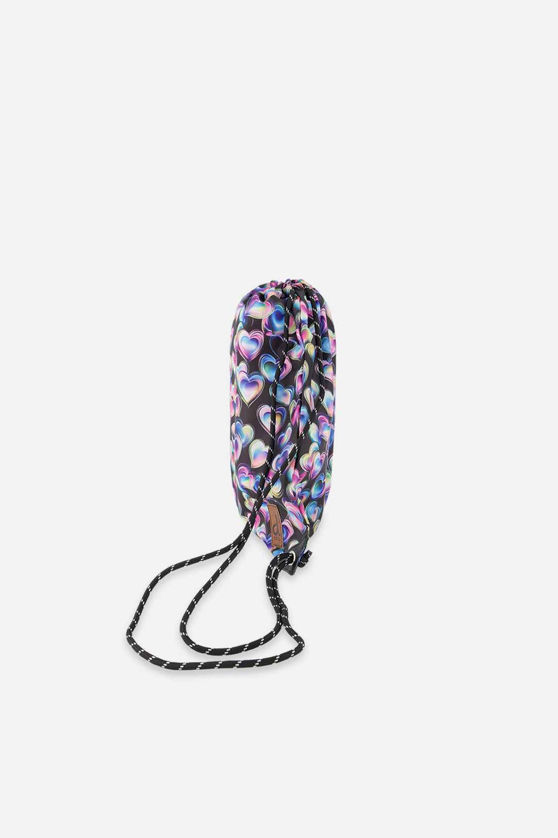 Drawstring Bag Black Printed With Hearts