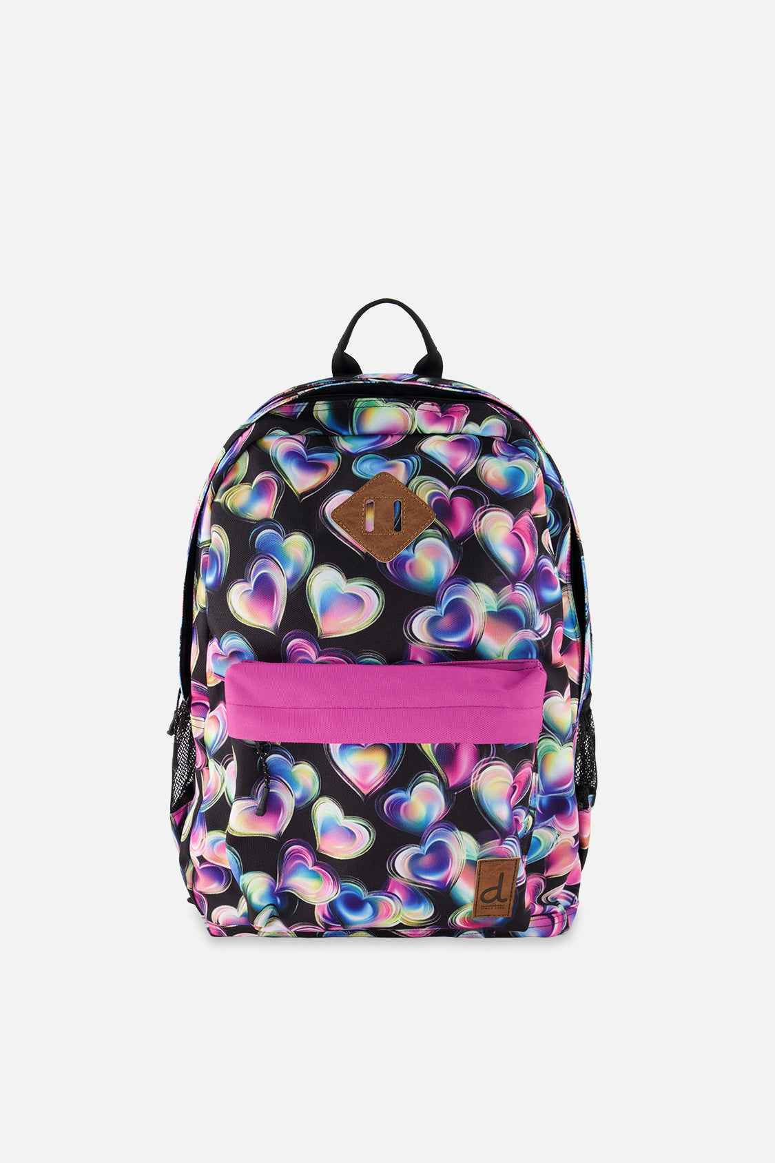Kids Backpack Black Printed With Hearts
