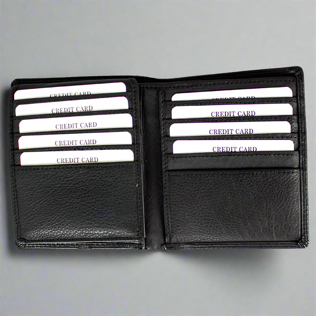 JBG International Men's Flip Up Wing Bifold Leather Wallet