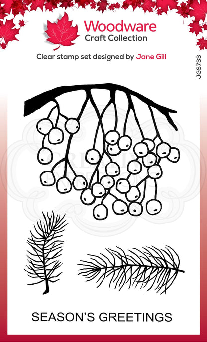Festive Hanging Berries 4 in x 6 in Stamp