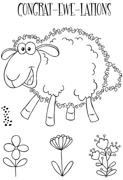 Woodware Clear Singles Fuzzie Friends Sadie The Sheep 4 in x 6 in Stamp