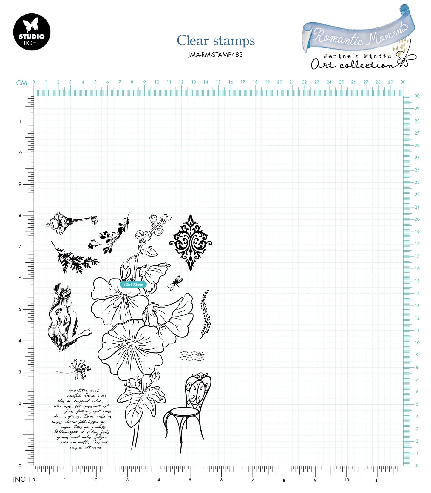JMA Clear Stamp Hollyhock Romantic Moments 135x197x3mm 12 PC nr.483
