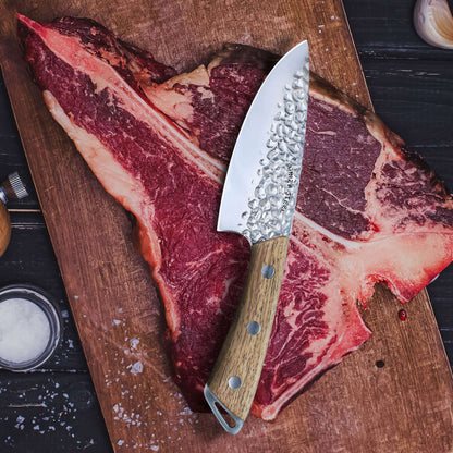 SHINOBI | Kochmesser 12,7 cm AUS8 Hammerschlagklinge mit Holzgriff