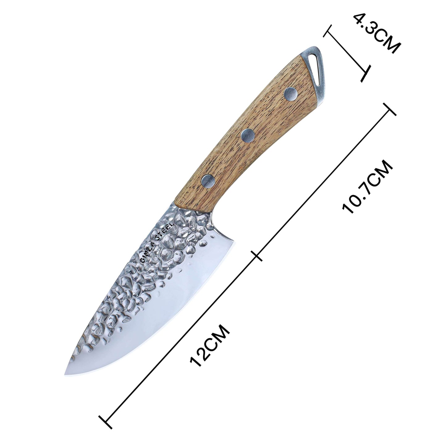 SHINOBI | Kochmesser 12,7 cm AUS8 Hammerschlagklinge mit Holzgriff