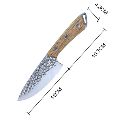 SHINOBI | Kochmesser 12,7 cm AUS8 Hammerschlagklinge mit Holzgriff