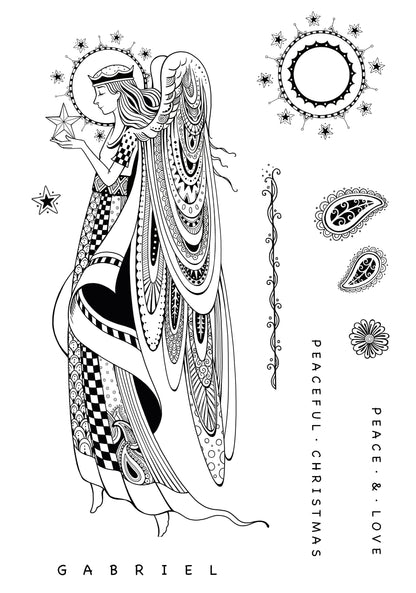 Katkin Krafts Gabriel 6 in x 8 in Clear Stamp Set