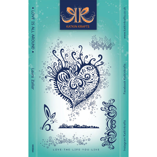 Katkin Kraft Love Is All Around 6 in x 8 in Clear Stamp Set