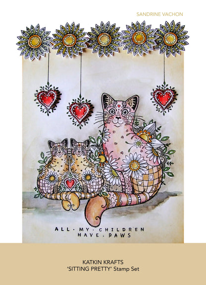 Katkin Krafts Sitting Pretty 6 in x 8 in Clear Stamp Set