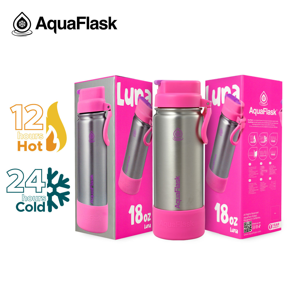 AquaFlask Kids FlipSip 532mL (18oz) Water Bottles