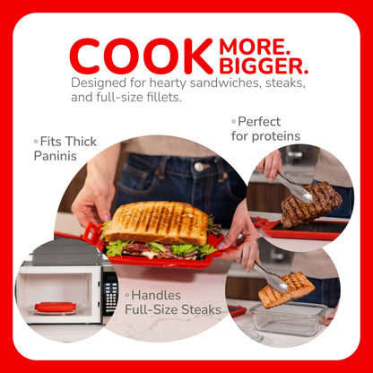 Micro Grill Max™ Mikrowellen-Grill & Sandwichmaker – Großer Mikrowellen-Grilltopf für Paninis, Steaks & Filets – Mikrowellengeeignet, BPA-frei, Spülmaschinenfest – Größere Abmessungen für großes Brot & Mahlzeiten