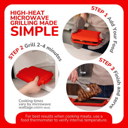 Micro Grill Max™ Mikrowellen-Grill & Sandwichmaker – Großer Mikrowellen-Grilltopf für Paninis, Steaks & Filets – Mikrowellengeeignet, BPA-frei, Spülmaschinenfest – Größere Abmessungen für großes Brot & Mahlzeiten